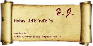 Hahn Jónás névjegykártya