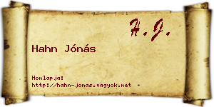 Hahn Jónás névjegykártya